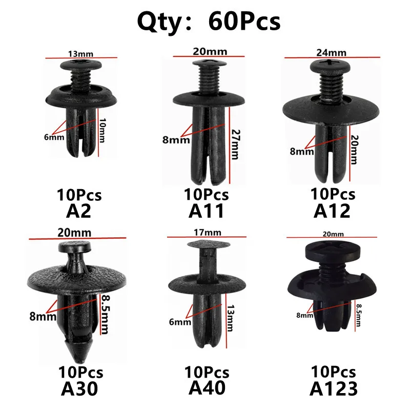 

60 шт. Автоматический зажим для заклепок для Zotye T600 Z300 Z200 E200 Sr9 Coupa застежка