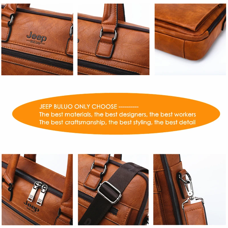 JEEP BULUO Brand New Style Shoulder Travel Bag For Man  High Quality  Men Business Briefcase Bags For 14 inch laptop A4 File