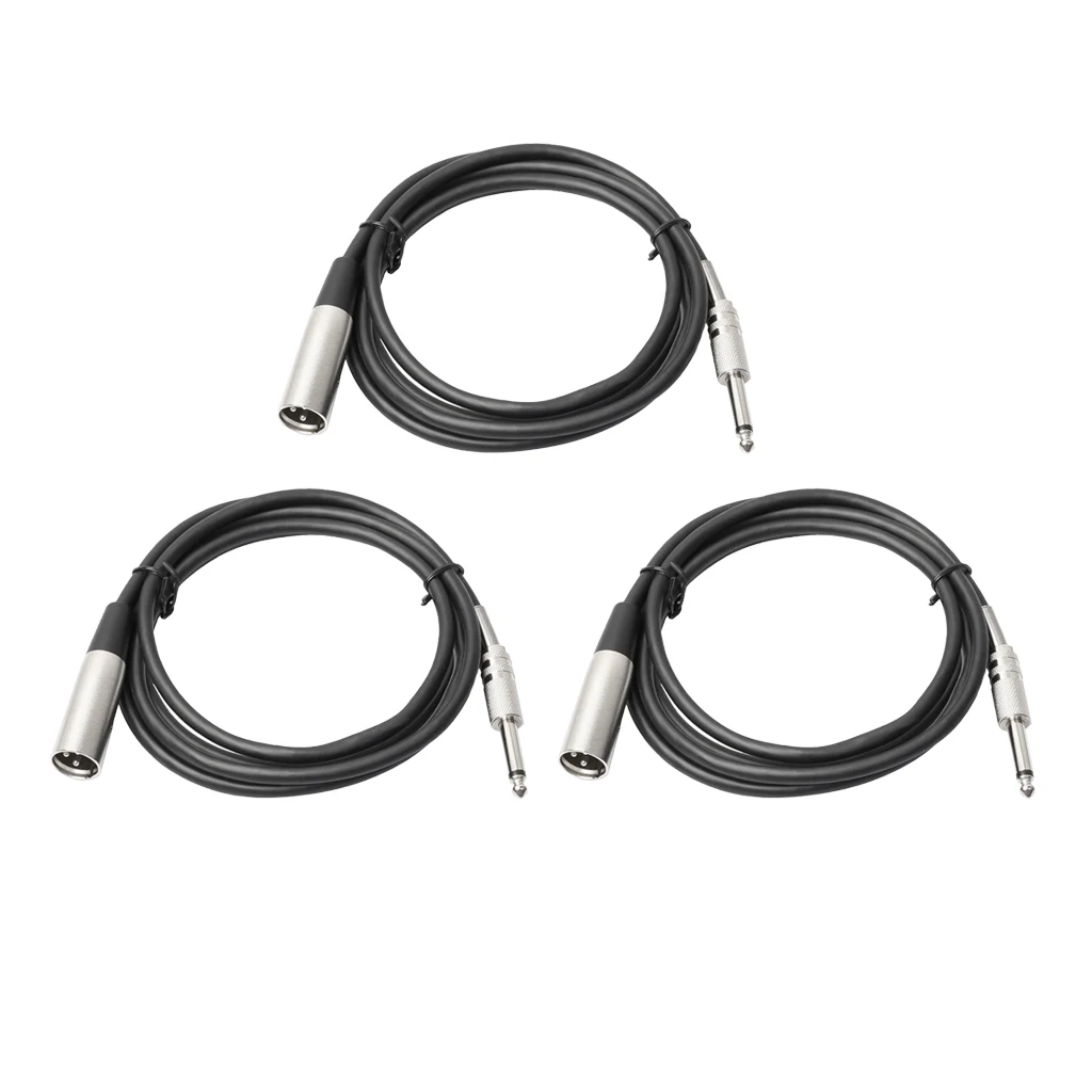 

MagiDeal 3x XLR Male to 1/4" 6.35mm TRS Male Plug Audio Microphone Cable 6ft
