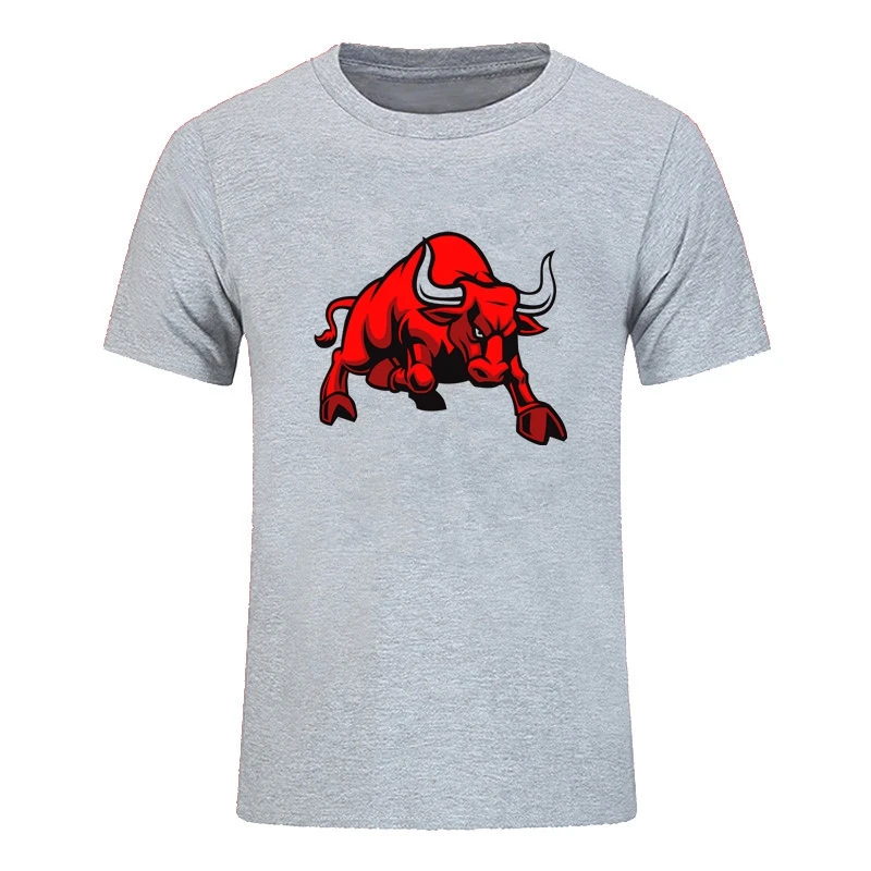 

TriDitya HT0533# Unisex Cotton T-shirt Angry Bull Men's Tshirt Fashion Cool Hight Quality O Neck Short Sleeve Tops