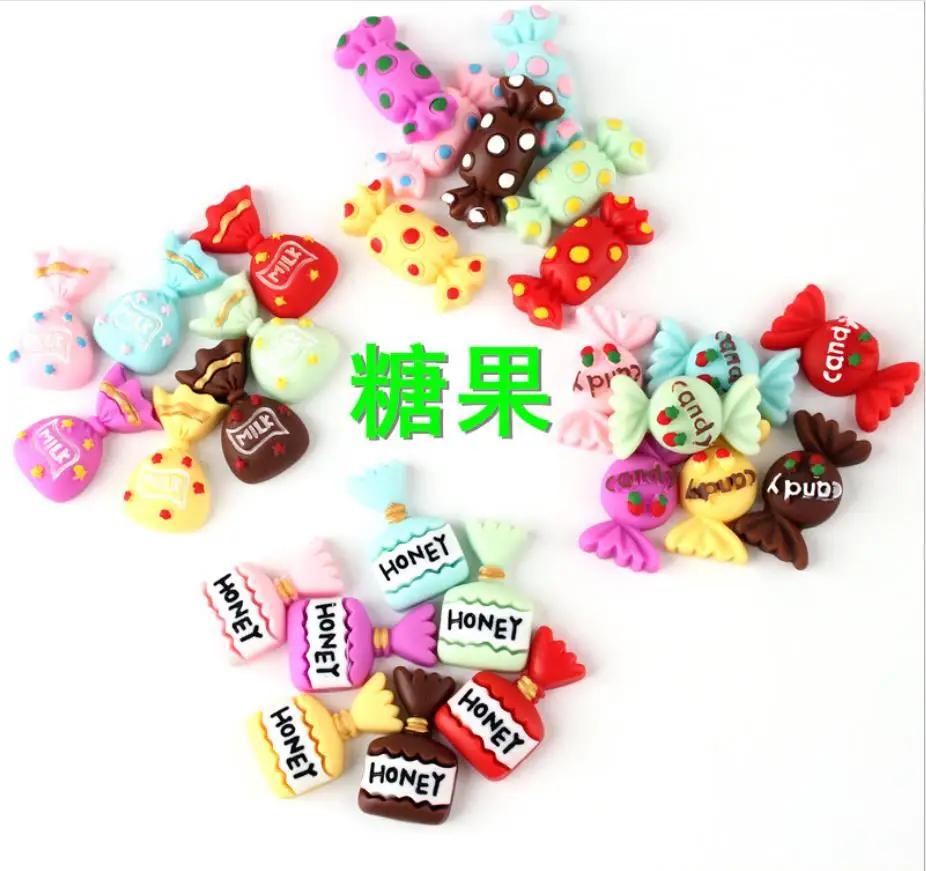 Каваи милый мед конфеты Молоко резиновые кабошоны из Смолы Миниатюрная еда DIY