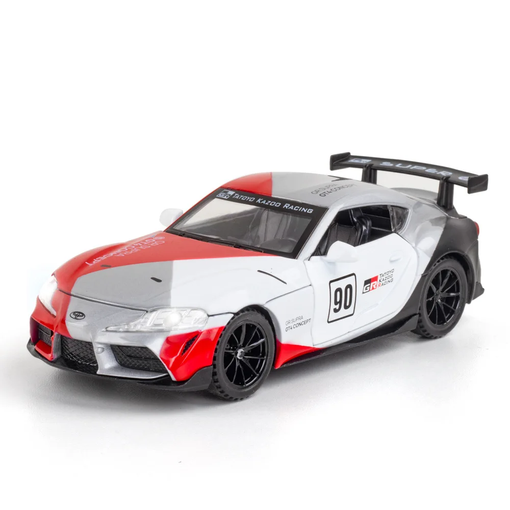 

1:32 игрушка для мальчиков Toyota Supra гоночная модель из сплава литой под давлением металлическая игрушка симуляция звука светильник спортивный...