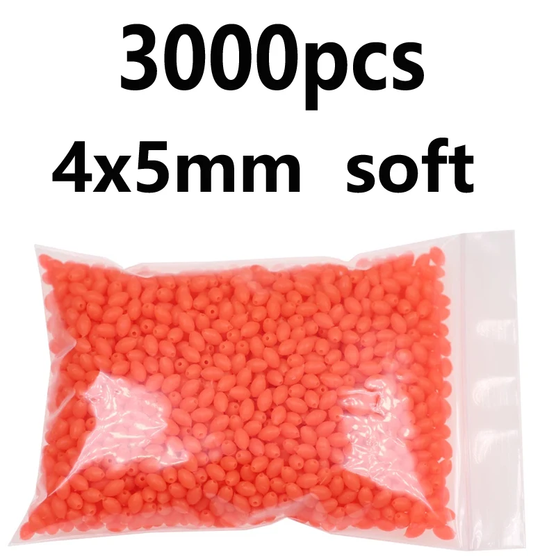 4x5mm 3000pcs red 1000/3000 шт.; ; детское нижнее белье красного и зеленого цвета; овальная мягкая резиновая светящиеся бусины для рыбалки светящиеся раковина бусины для рыболовные снасти рыболовные приманки рыболовные снасти - Цвет: 4x5mm 3000pcs red