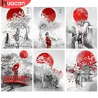 Алмазная живопись 5D сделай сам HUACAN, пейзаж, дерево, полная выкладка, вышивка крестиком, японское ремесло, настенное искусство