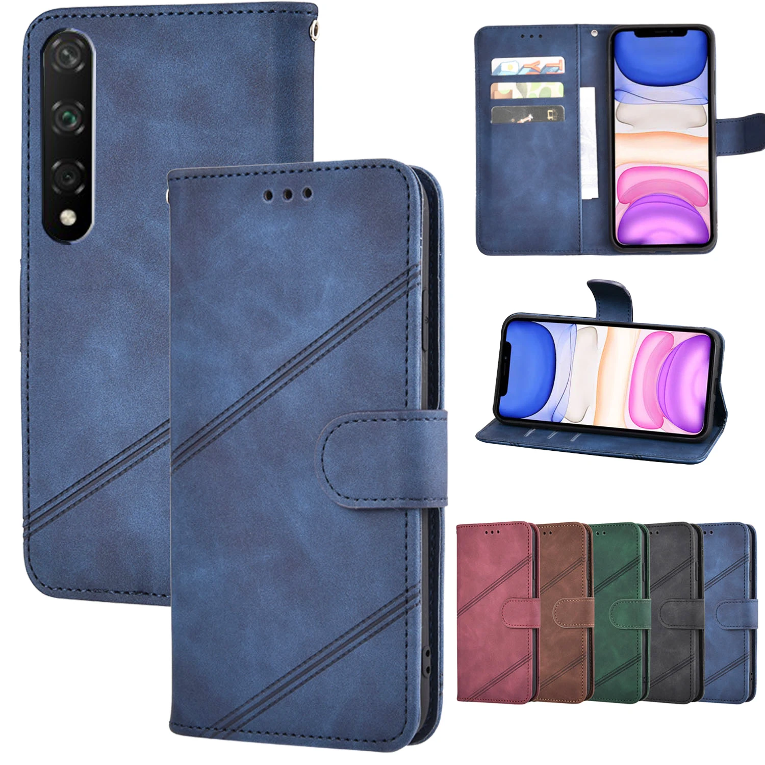 Кожаный чехол-бумажник для Huawei P8 P9 P10 P20 Lite Mini P Smart Y3 Y5 Y6 2017 Honor 4C 5C 6A 6C 7X 7C 7A Pro 8 9 10 |