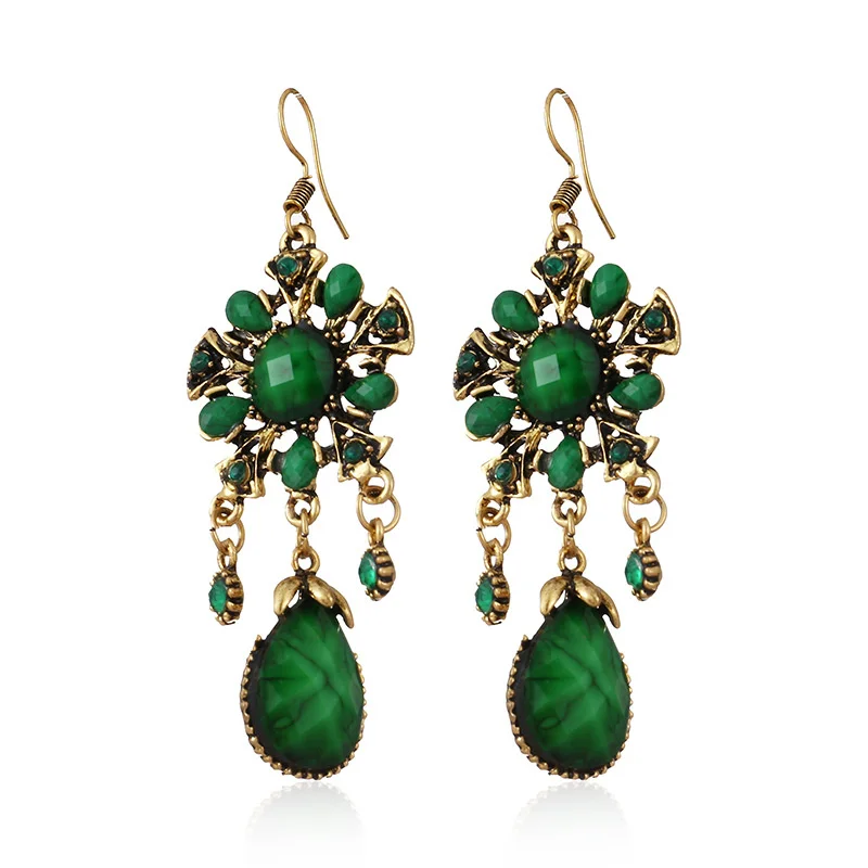 

Europe And America Jewelry Earrings With Hollow Out Personality Long National Style Earrings Inlay Diamond Alloy Earrings