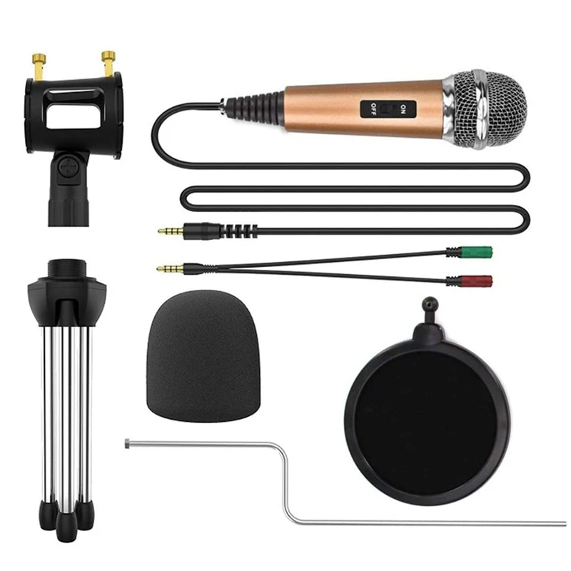 

Конденсаторный микрофон с фильтром, микрофон с разъемом 3,5 мм и штативом для компьютера