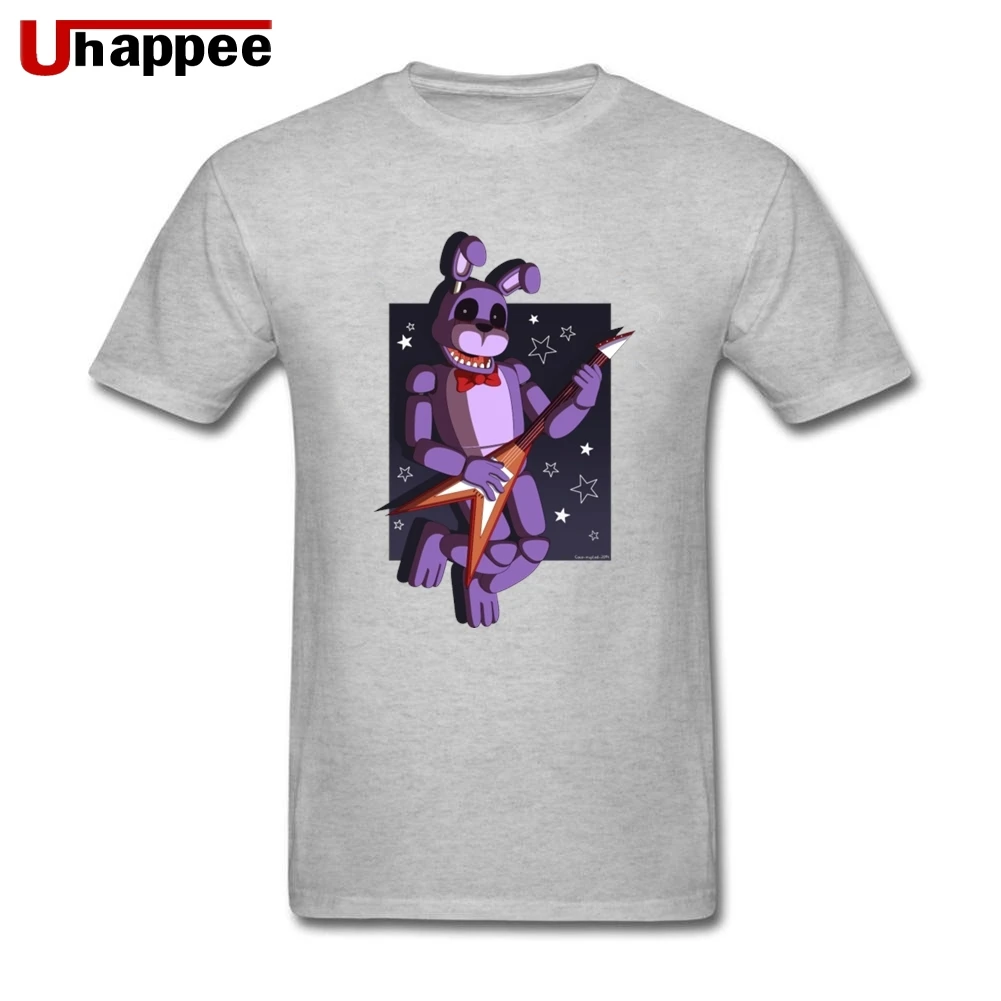 Последние футболки FNAF мужские Slim Fit белый с коротким рукавом личности Рубашки Guy негабаритных официальная одежда - Цвет: Серый