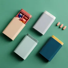 Mini caja de pastillas tipo cajonera portátil, dispensador de Medicina de Color sólido Simple, a prueba de humedad, dispositivo de viaje, 1 unidad