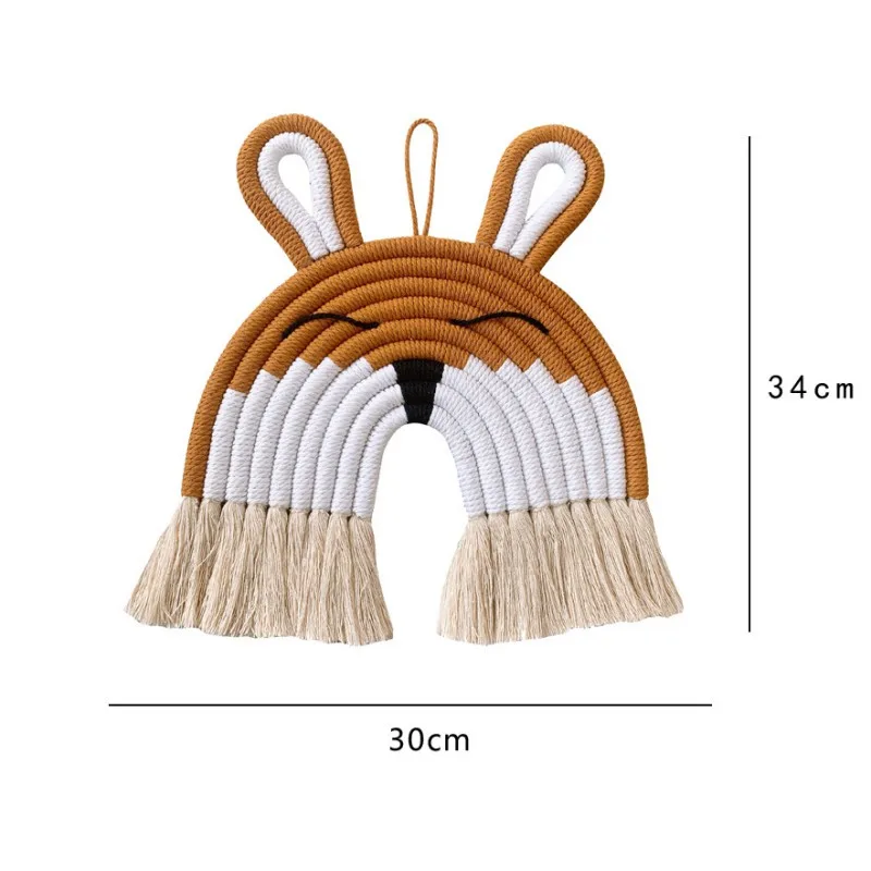 

2020 New Handmade Woven Cotton Rope Animal Hanging Rainbow Decoration Rainbow Rabbit Patterns Wall Hanging Decor