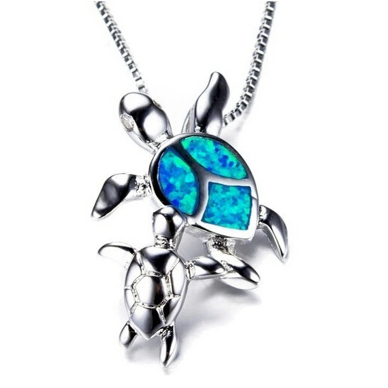 

Кулон женский серебряный с имитацией опала, классическое ожерелье с кулоном в виде черепахи для любимой матери и ребенка