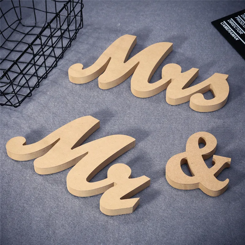 Деревянные Свадебные декоративные буквы алфавит слово Mr& Mrs отдельно стоящая Свадебная вечеринка украшение винтажный стол Декор