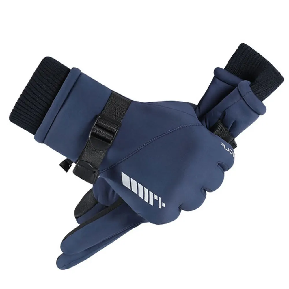

1 Pair Waterproof Gloves Men's Winter Cycling Thickened Plus Velvet Rainproof Touch Screen Riding Motorcycle Gloves Running