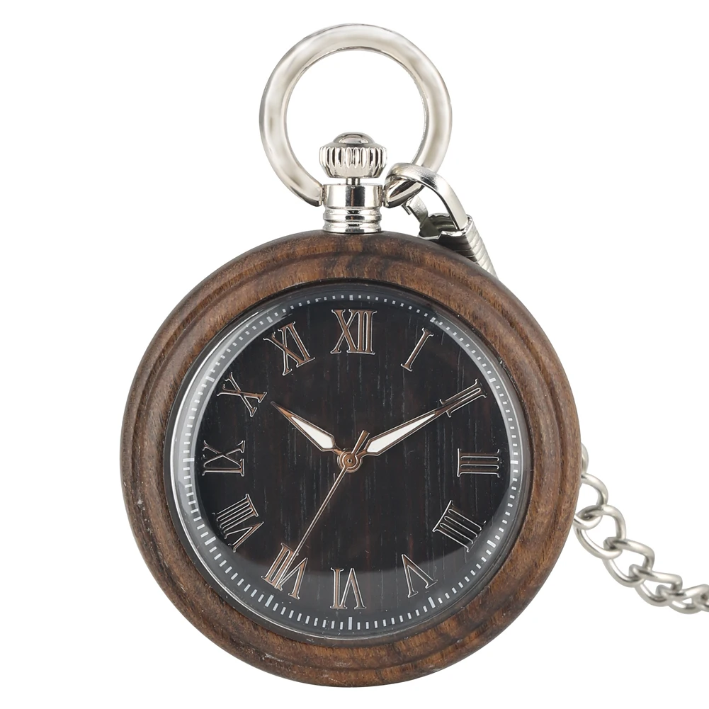 Attractive Dark Brown Wooden Pocket Watch for Male Large Dial with Clear Roman Numerals Watches Women | Наручные часы