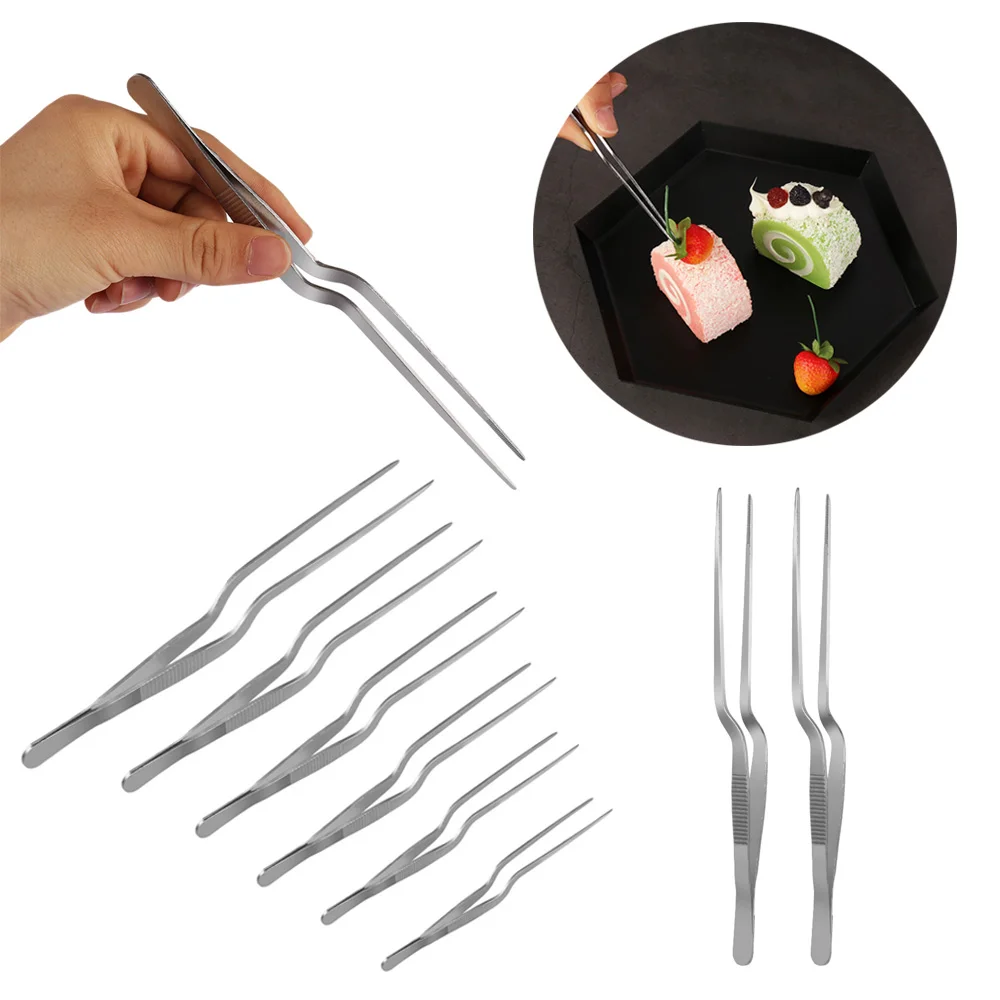 

1PC Plating Chef Food Tweezer BBQ Clip Barbecue Tongs Serving Presentation Stainless Steel Kitchen Tool Hot