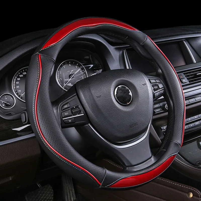 38 см Универсальный кожаный чехол рулевого колеса автомобиля розовый синий красный белый для Volkswagen New LaVida POLO Sagitar Magotan Tiguan Golf