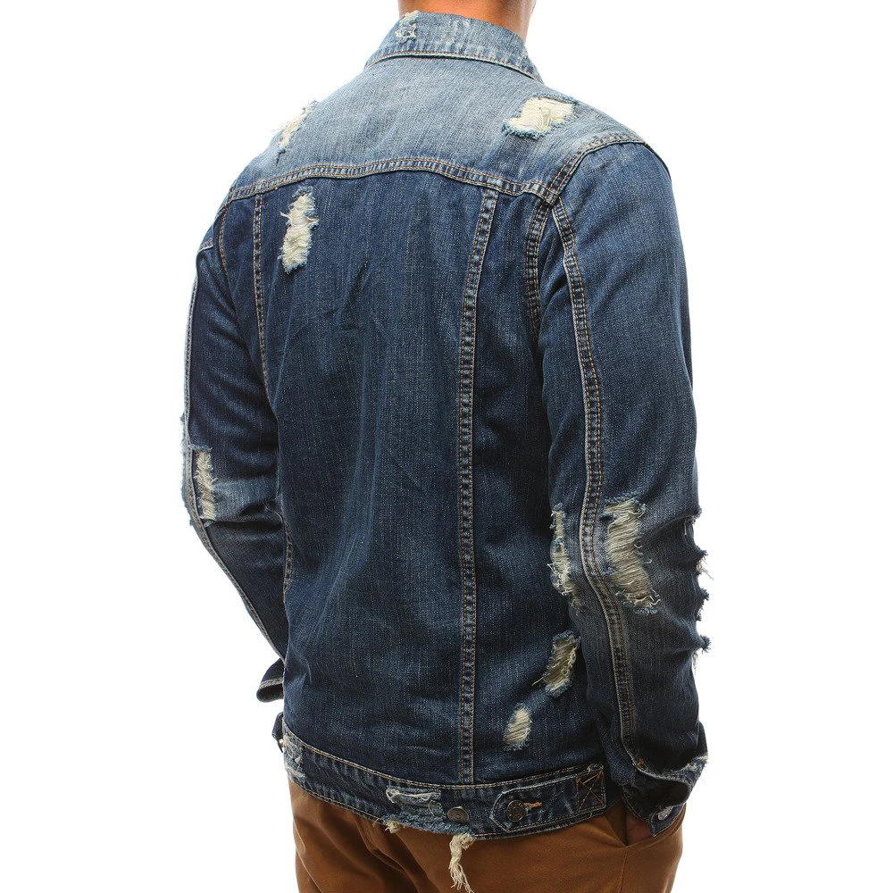 

Fall New Men's Perforated Jacket Men's Denim Casual Jacket