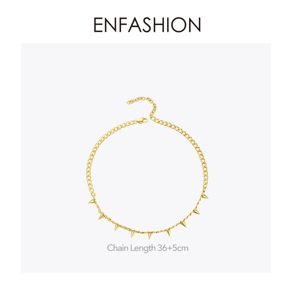 Женское ожерелье с подвеской ENFASHION панк шипы цепочка из нержавеющей стали