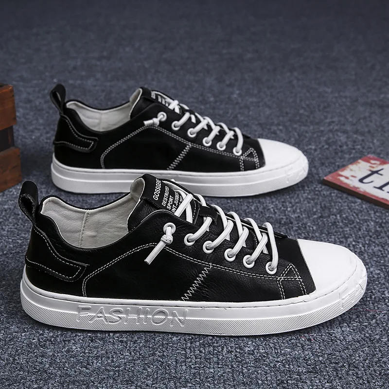 

Spring and autumn new men's shoes sneakers casual shoes black shoes trend wild tide shoes net red beanie leather shoes