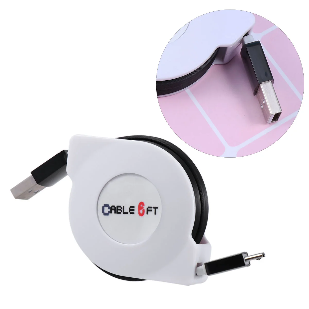 

2m USB Charging Cable Retractable Fast Charging Cord Portable High Charger Cable for Phones (Black)