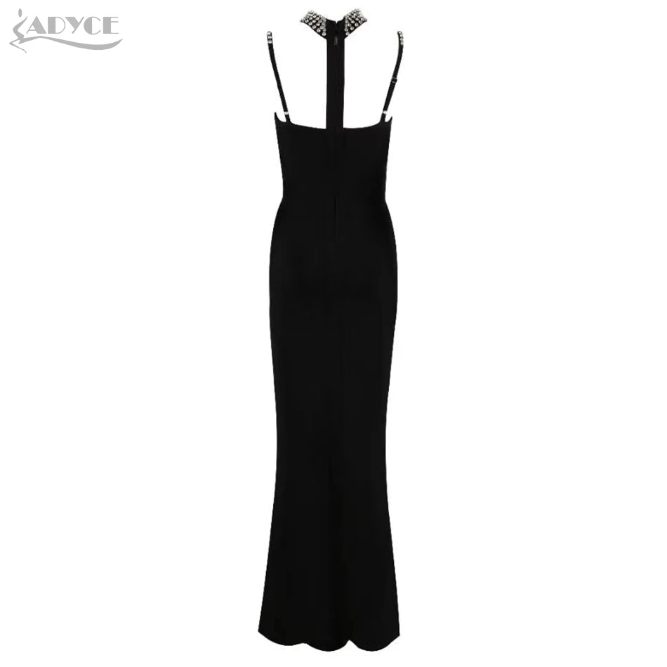 

Adyce 2021 New Summer Women Black Bandage Dress Sexy Spaghetti Strap Diamond Hollow Out Club Maxi Celebrity Party Dress Vestidos