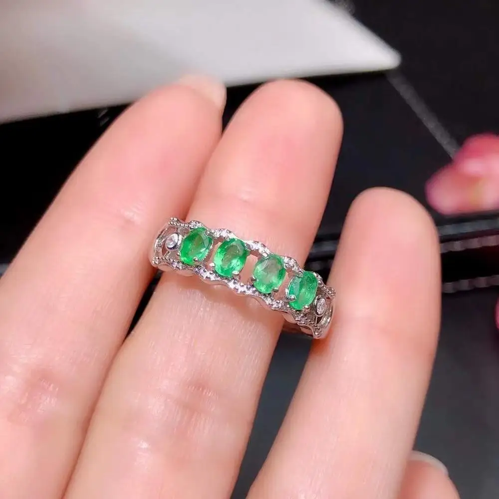 100% стихийных бедствий и реальные Изумрудное кольцо предложение 925 пробы