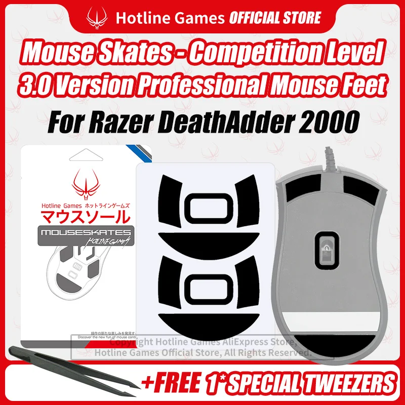 

2 Sets Hotline Games 3.0 Competition Level Mouse Skates Mouse Feet Pad for Razer DeathAdder Essential 0.28mm/0.6mm