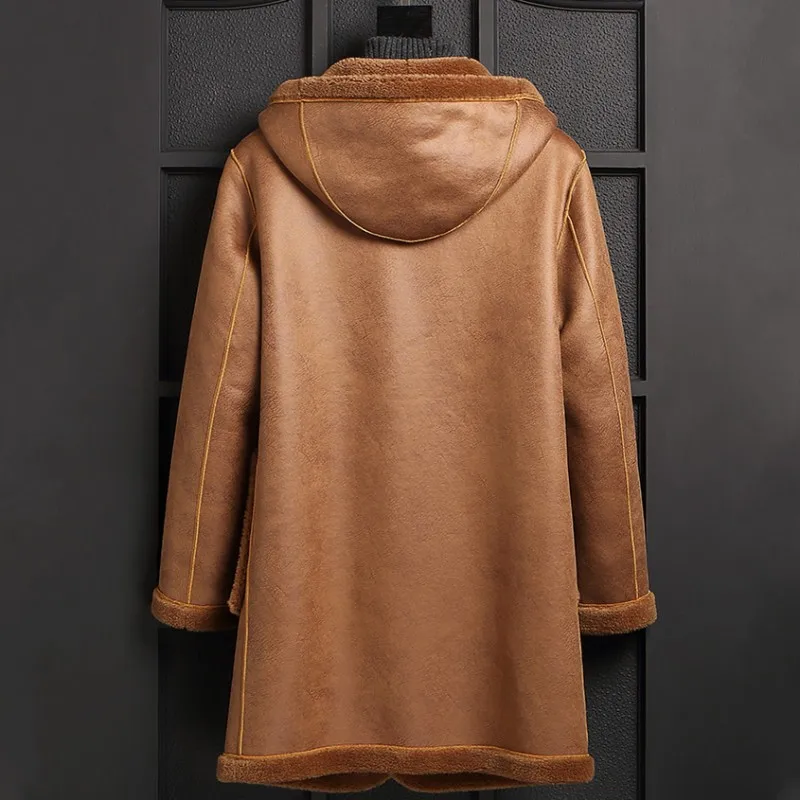 

Mens New Winter Long Coats Brand Luxury Real Fur Coat Male Casual Single Breasted Coats Long Sleeve Hooded Outerwear 4XL