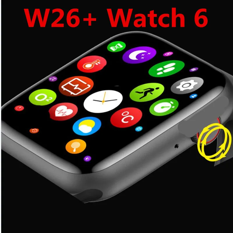 Оригинальный W26 Pro 44 мм Smartwatch бесконечное экран для IOS Xiaomi телефон Heart Rate