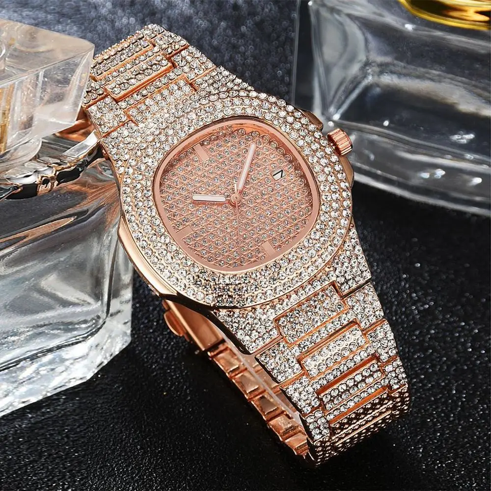 

2020 Fashion Women Rose Gold Watches Luxury Steel Rhinestone Quartz Clock Ladies Saat Full Diamonds Watch Relogio Feminino