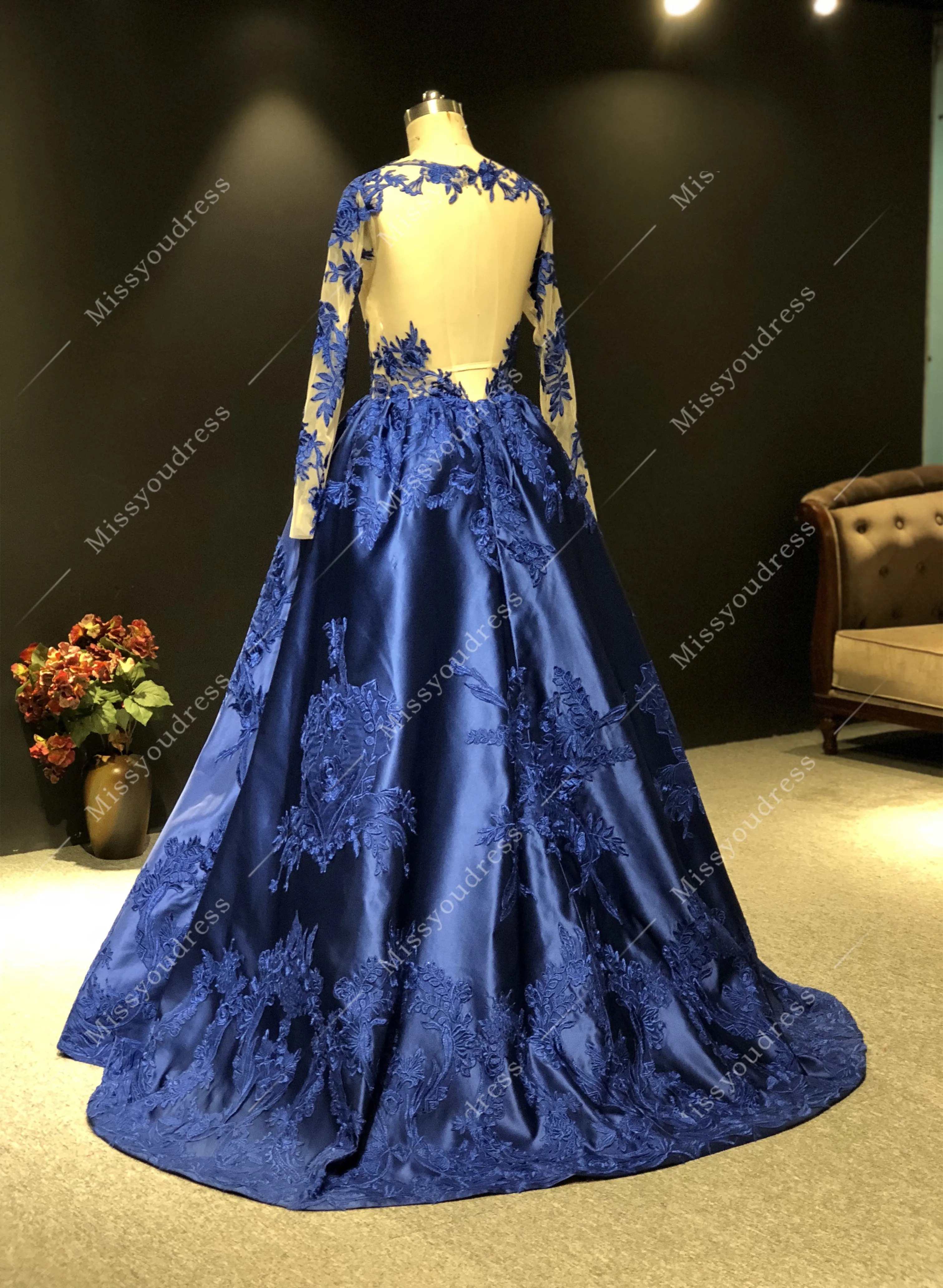 ZuhairMurad Vestidos de fiesta 2021 Real Pictures Royalblue Long Sleeves Floor Length Formal Party Prom Women Evening Dresses