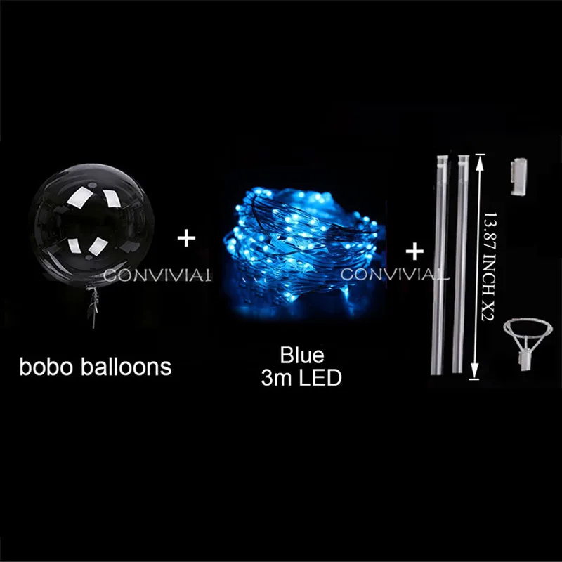 18inch Bobo Blue 18/24 дюйма ручка светодиодный шар палка светящиеся гелий Globos светодиодный шар одежда для свадьбы, дня рождения с козырьком, декорированные детская светодиодный шар светильник - Цвет: 18inch Bobo Blue