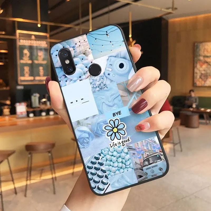 Blue Pink Aesthetics songs lyrics Aesthetic Phone Case For Xiaomi Mi 6 6plus 8 8SE 9 9SE 6X Note2 Note3 Coque Shell Mobile Cover
