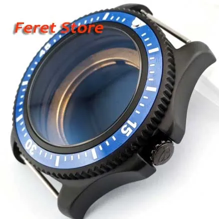 

44MM BLIGER 316L Steel Black Watch Case Blue Ceramic Bezel Fit ETA 2836 MIYOTA 8215 821A DG2813 Automatic Movement p17