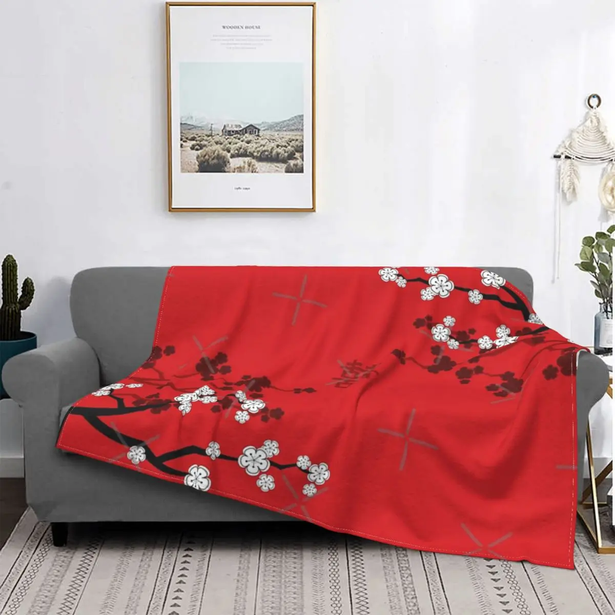 

Белое Восточное одеяло с цветами вишни, покрывало на кровать, плед, покрывало, пушистое клетчатое муслиновое одеяло, летнее покрывало