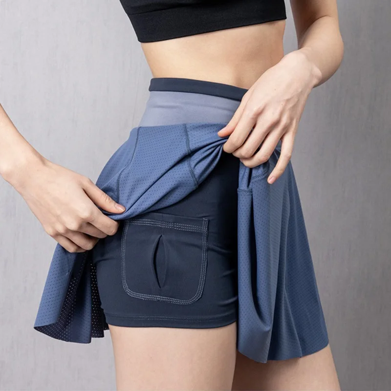 Cloud Hide XS Women Tennis Skirts Running Golf Badminton Pantskirt Sports Gym Fitness Shorts Phone Pocket High Waist Sport Skort