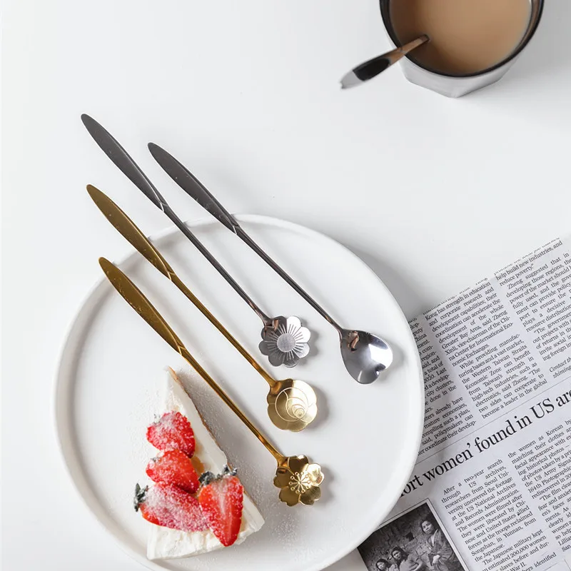 JO LIFE ложка из нержавеющей стали с длинной ручкой винтажные столовые приборы для