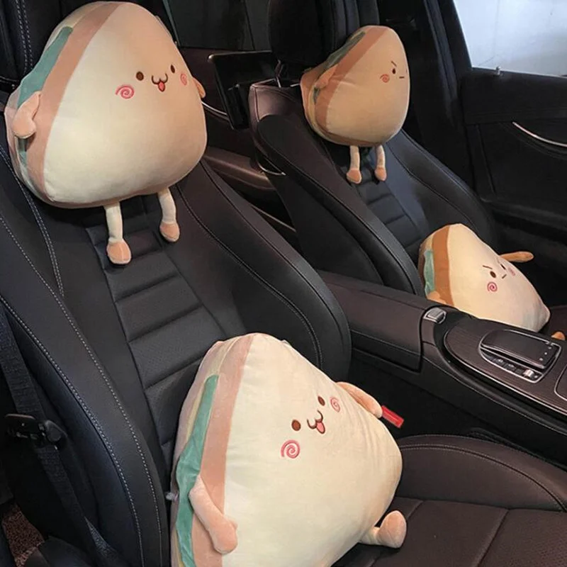 Kawaii Sandwich Car Seat HeadRest Pillow Waist Cartoon Car Seat Neck Pillow Cute Car Neck Support Car Accessories for Girls