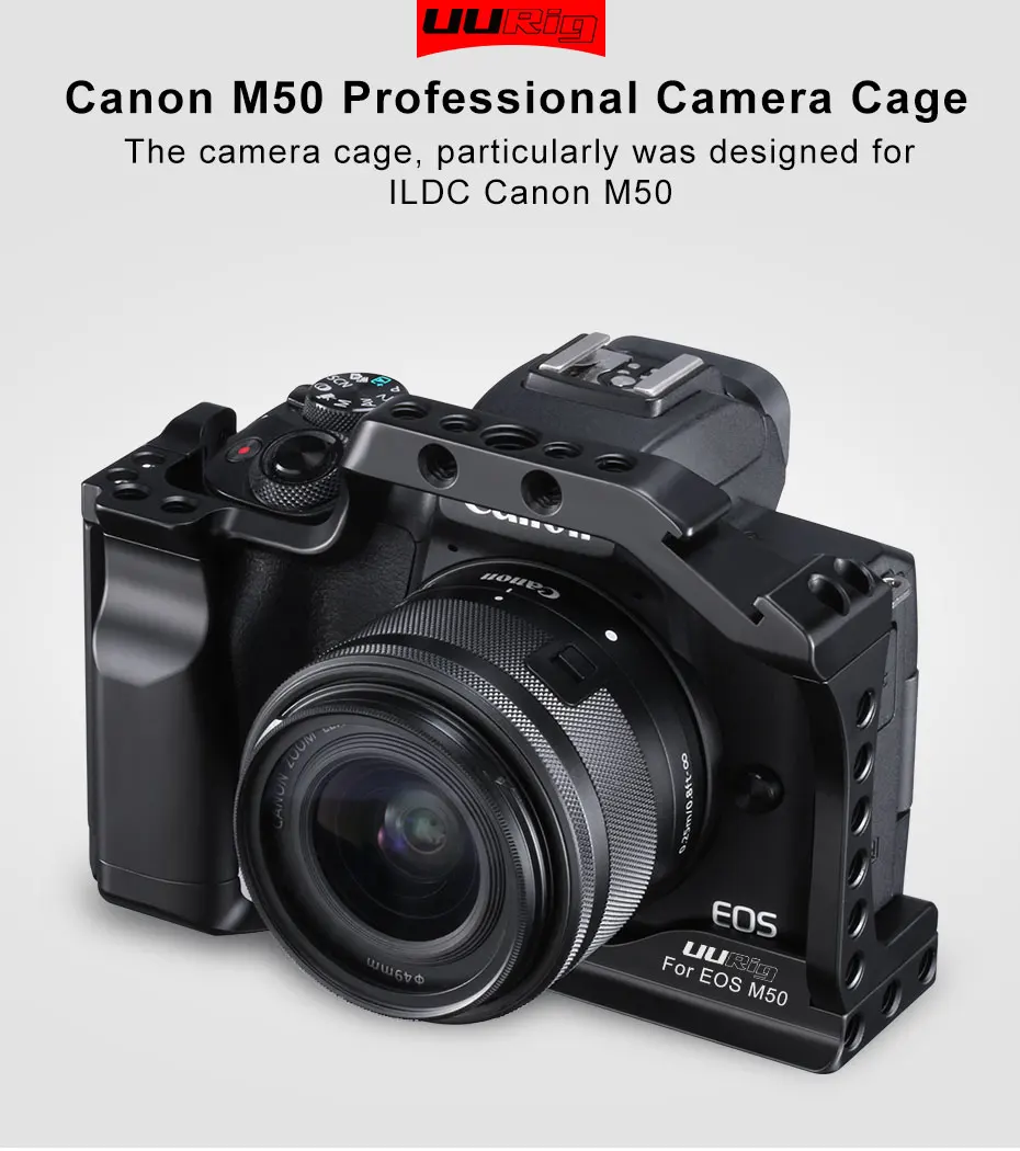 UURig C-M50 Vlog металлическая клетка для Canon M50 Vlogging чехол с удлиненным холодным креплением для обуви 1/4 винт для микрофона светодиодный аксессуар