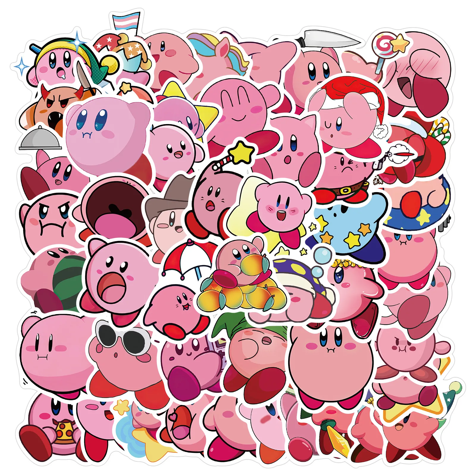 

10/30/50Pcs Kirby Cute Stickers Cartoon Anime Sticker Skateboard Pvc Waterproof Graffiti Decals Child Classic Toy Birthday Gifts