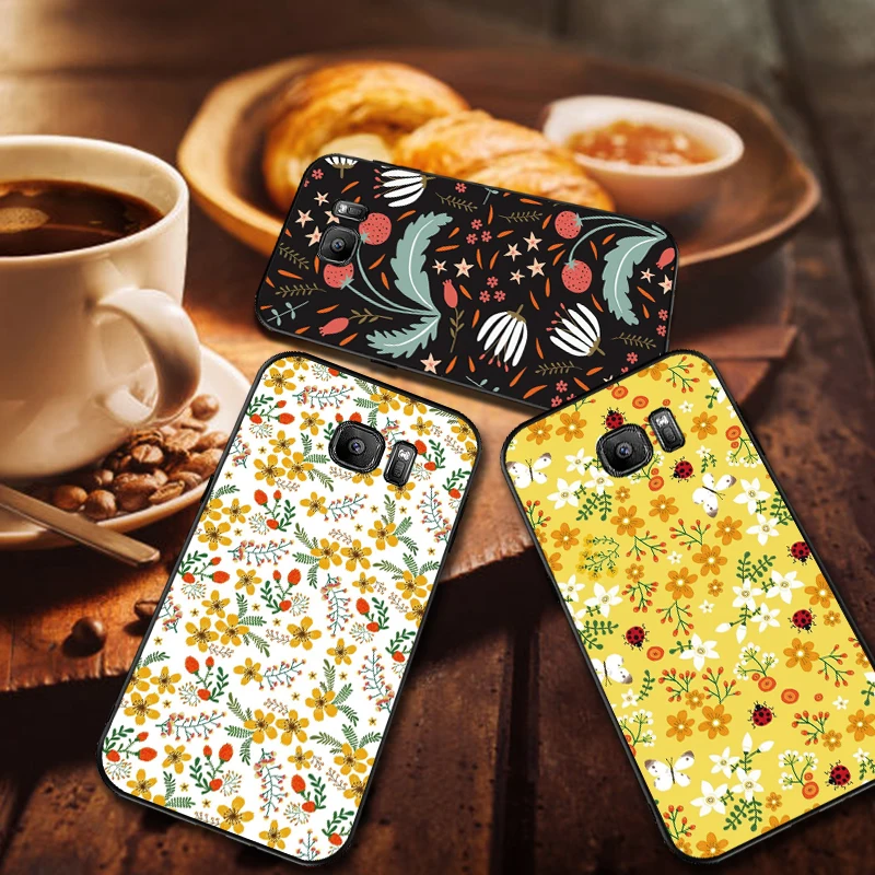 Плитка мультфильм розы цветы для samsung A6 A7 A3 A5 A8 Plus A40 A50 A20 A10 A60 A70 2018 ТПУ мягкий чехол