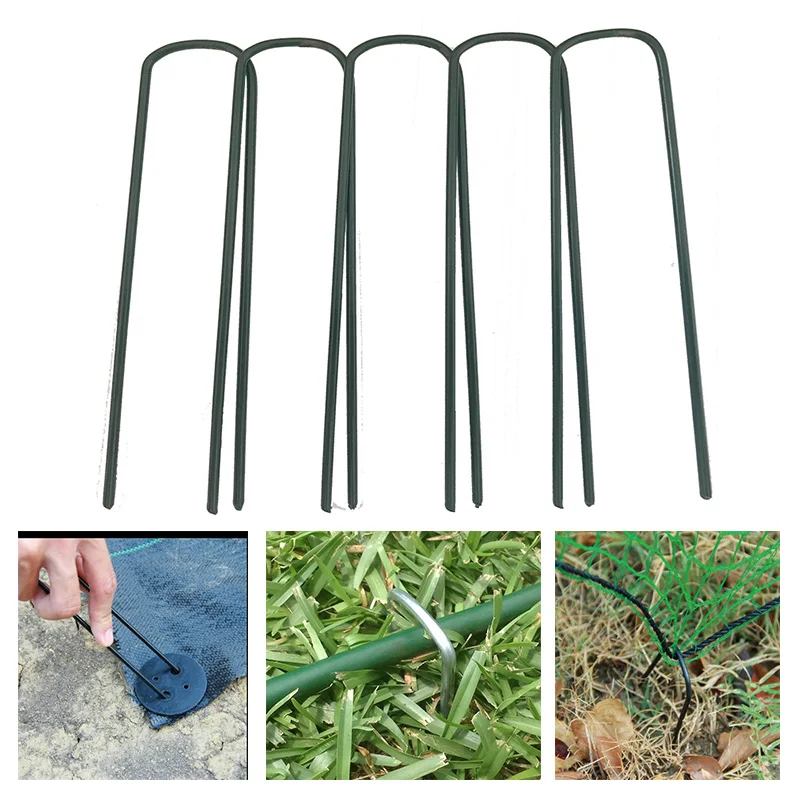 Садовые ставки Ландшафтные скобы: 50 шт 6 дюймов СОД и забор кол прочный ржавчины