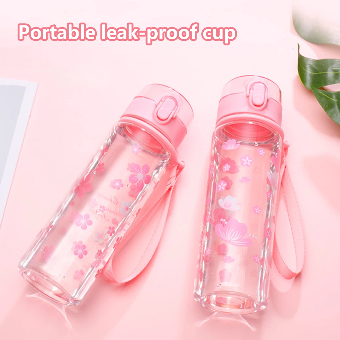 

Cute Water bottle For Girls Transparent Cherry Blossom Drinkware Bottle for Water Drinking Cup Portable Drink Bottle For Travel