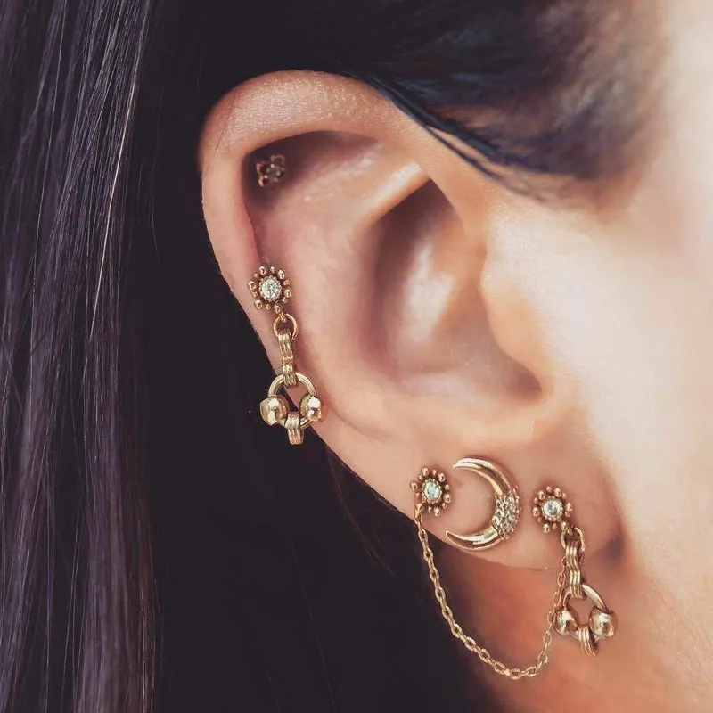 Набор серег гвоздиков HebeDeer в форме Луны для женщин милые ювелирные украшения