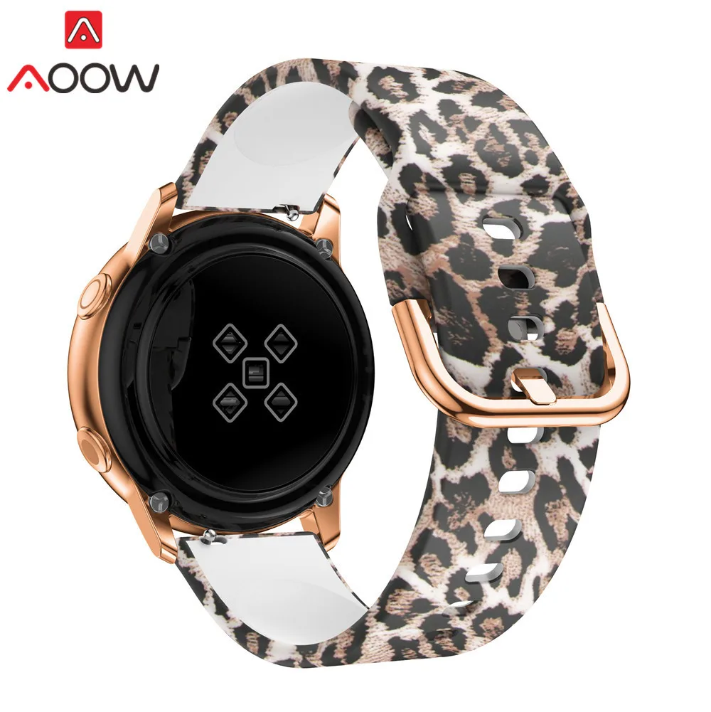 20 мм силиконовый ремешок для часов samsung Galaxy Watch Active 42 мм S2 Huami Amazfit Bip Leopard браслет с принтом ремешок Correa