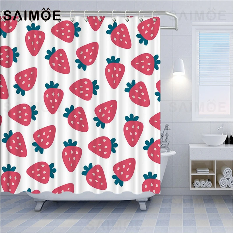 Занавеска для ванной комнаты с мультипликационными фруктами водонепроницаемая