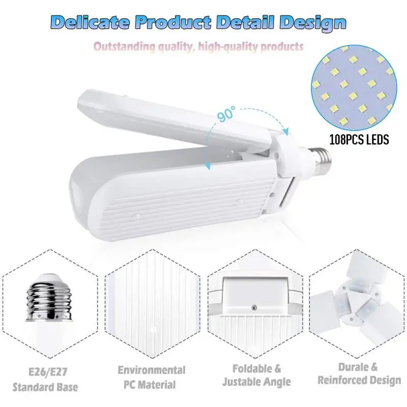

Super Bright Industrial Lighting 60W Deformable Led Fan Garage Light 6000LM 85-265V Led High Bay Industrial Lamp For Workshop