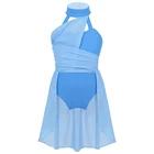 Детское шифоновое гимнастическое трико TiaoBug без рукавов с открытой спиной, балетное платье для девочек, Современное женское платье для выступлений