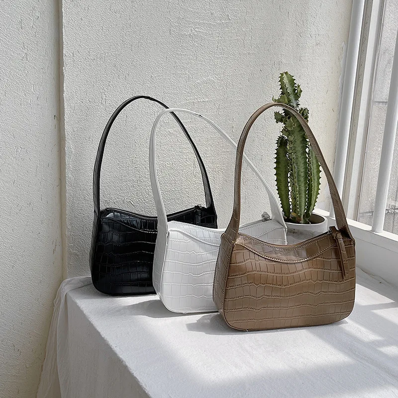 

Bag women handbags summer new solid color single shoulder bag fashion trend hand bag crocodile pattern texture underarm bag