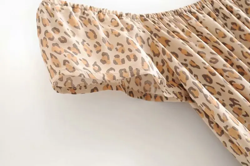 Винтажное шикарное женское платье с леопардовым принтом коротким рукавом